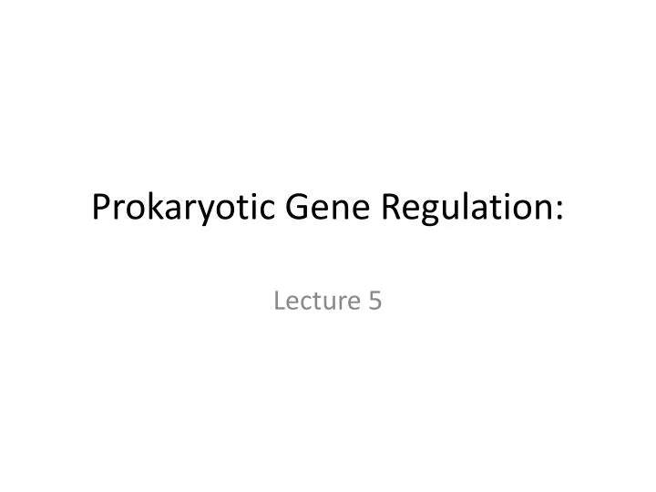prokaryotic gene regulation