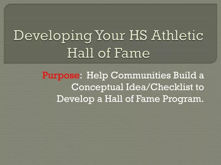 developing your hs athletic hall of fame