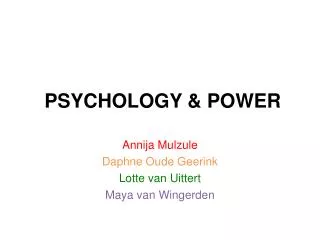 PSYCHOLOGY &amp; POWER