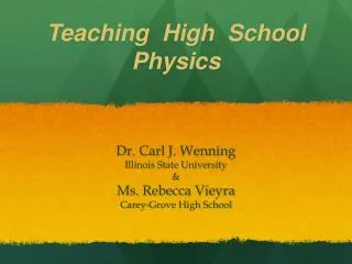 Teaching High School Physics
