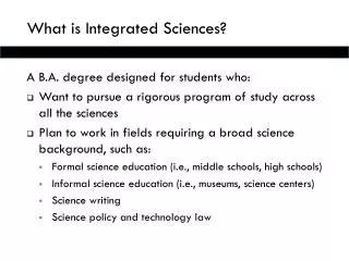 What is Integrated Sciences?