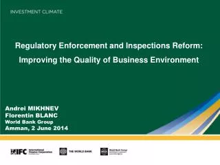 Regulatory Enforcement and Inspections Reform: Improving the Quality of Business Environment