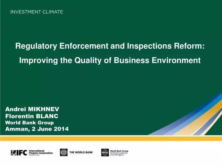 regulatory enforcement and inspections reform improving the quality of business environment