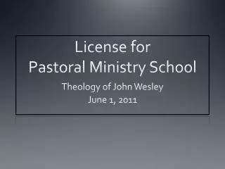 License for Pastoral Ministry School