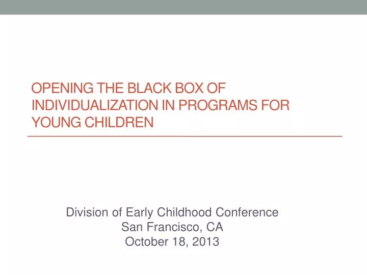 opening the black box of individualization in programs for young children