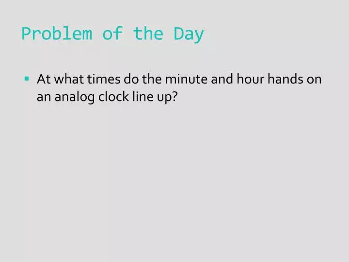 problem of the day