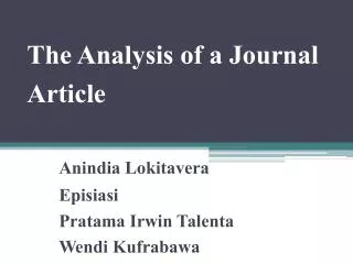 The Analysis of a Journal Article