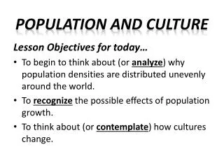 Population and Culture