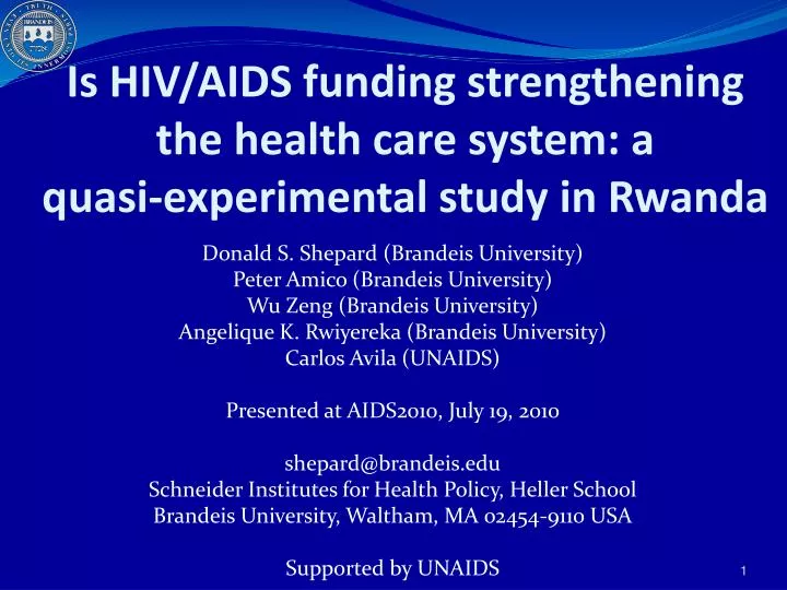 is hiv aids funding strengthening the health care system a quasi experimental study in rwanda