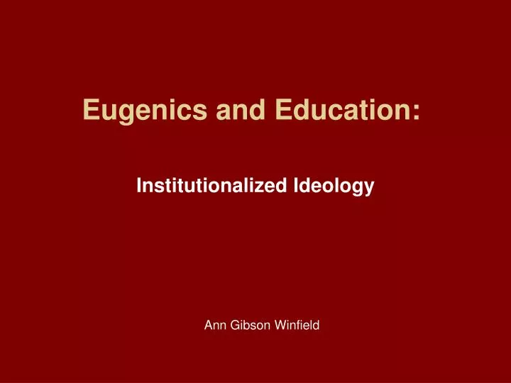 eugenics and education