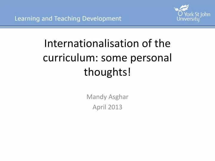 internationalisation of the curriculum some personal thoughts
