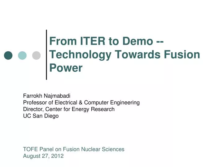 from iter to demo technology towards fusion power