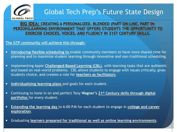 global tech prep s future state design