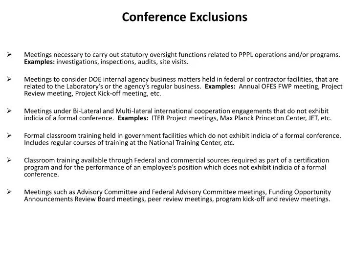 conference exclusions