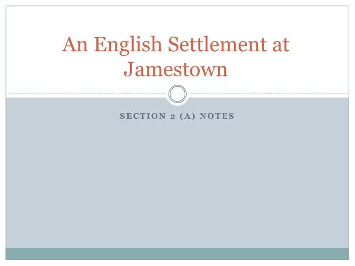 an english settlement at jamestown