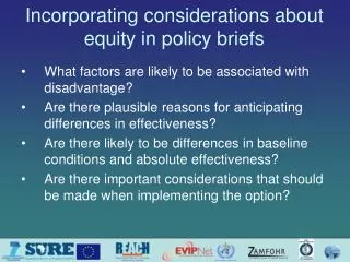 Incorporating considerations about equity in policy briefs