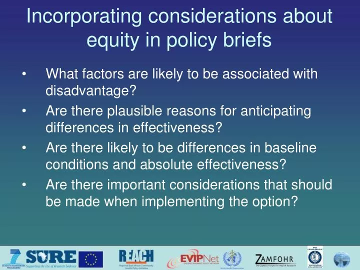 incorporating considerations about equity in policy briefs