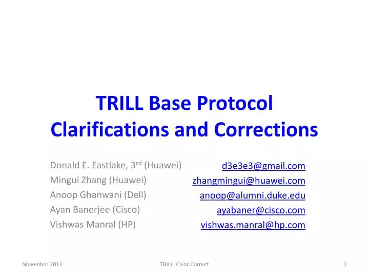 trill base protocol clarifications and corrections