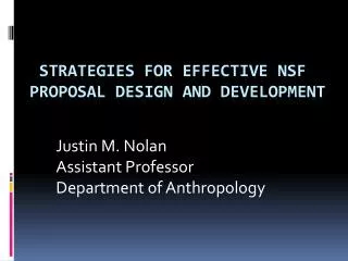 Strategies for Effective NSF Proposal Design and Development
