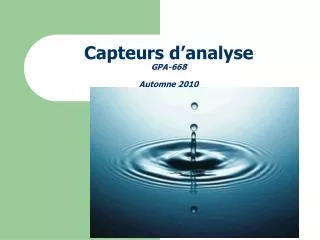 capteurs d analyse gpa 668 automne 2010