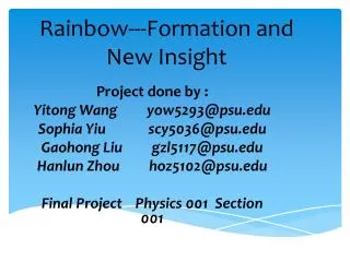 Rainbow---Formation and New Insight