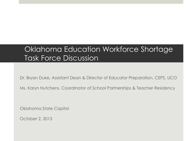 oklahoma education workforce shortage task force discussion