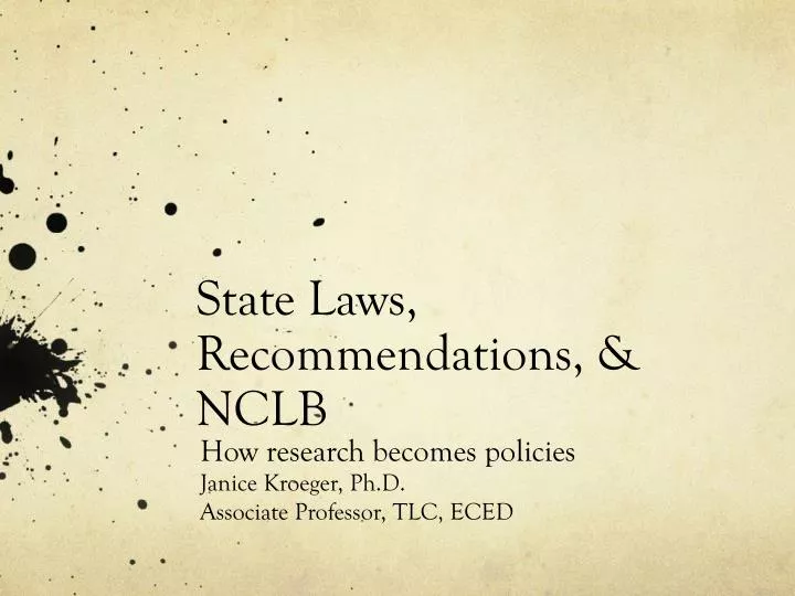 state laws recommendations nclb
