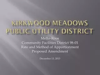 Kirkwood Meadows public utility District