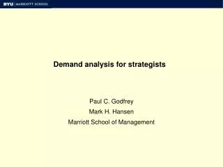 Demand analysi s for strategists
