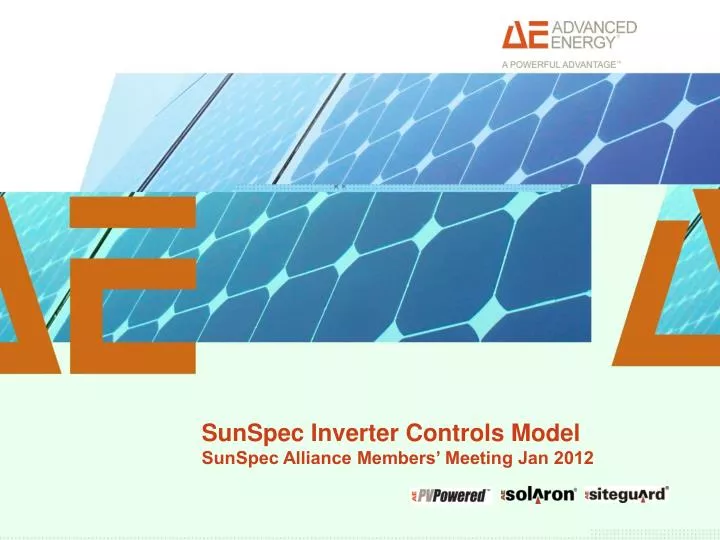 sunspec inverter controls model sunspec alliance members meeting jan 2012