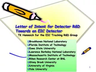 Letter of Intent for Detector R&amp;D Towards an EIC Detector