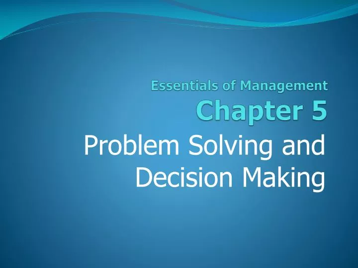 essentials of management chapter 5
