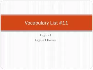 Vocabulary List #11