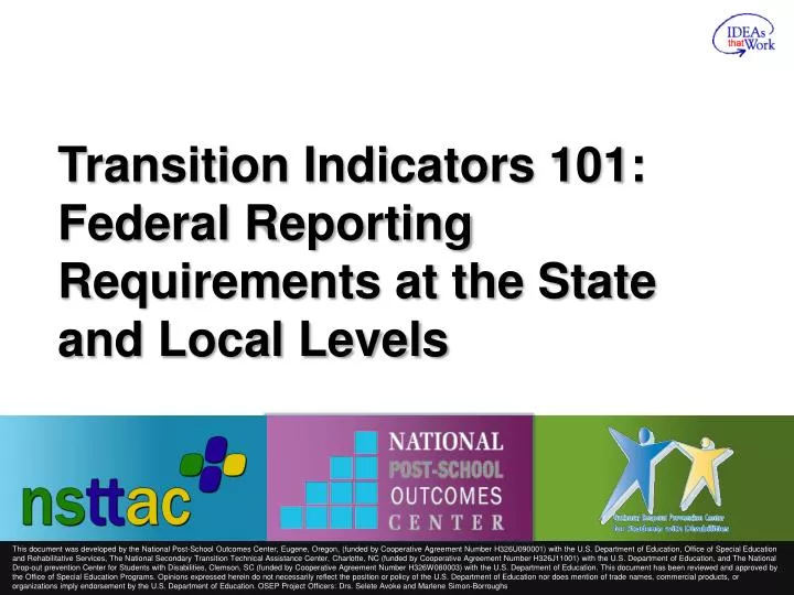 transition indicators 101 federal reporting requirements at the state and local levels