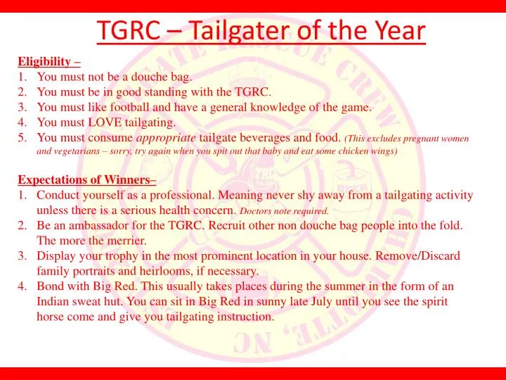 tgrc tailgater of the year