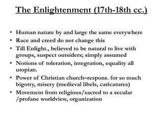 The Enlightenment (17th-18th cc.)