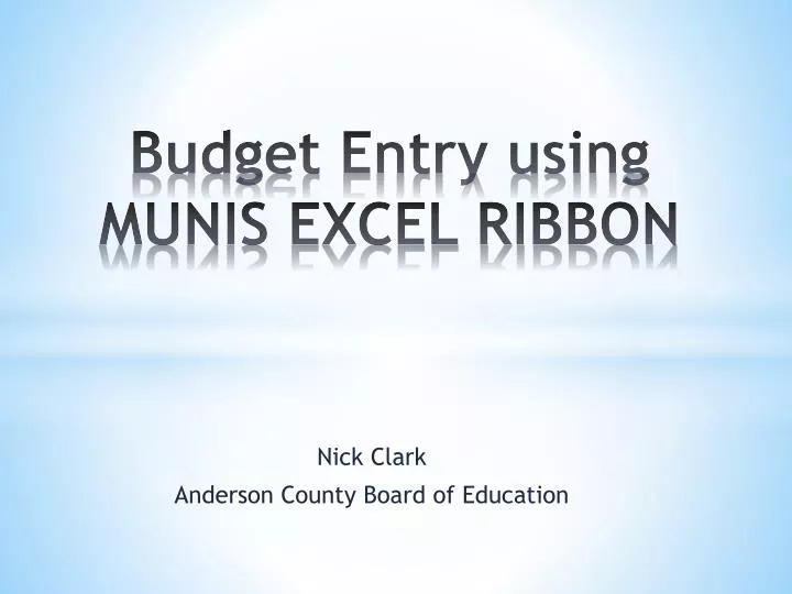 budget entry using munis excel ribbon
