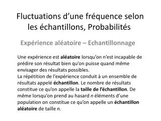 fluctuations d une fr quence selon les chantillons probabilit s