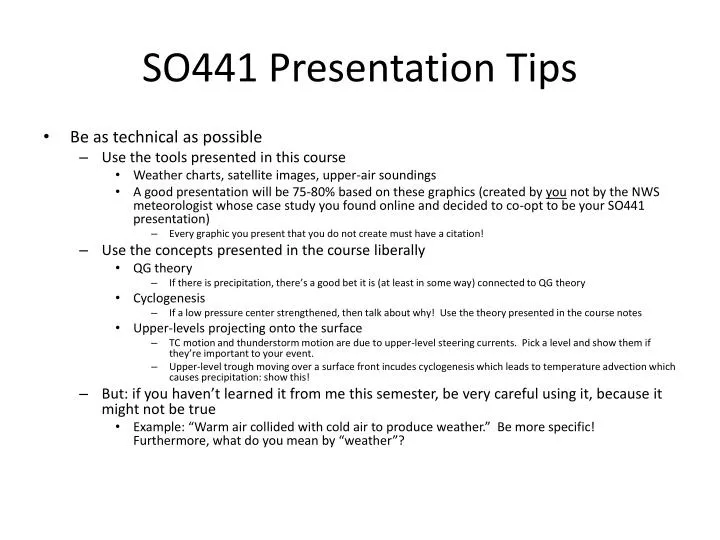 so441 presentation tips