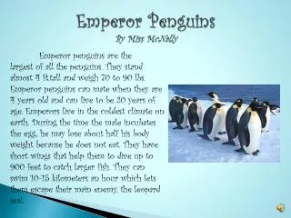 Emperor Penguins By Miss McNally