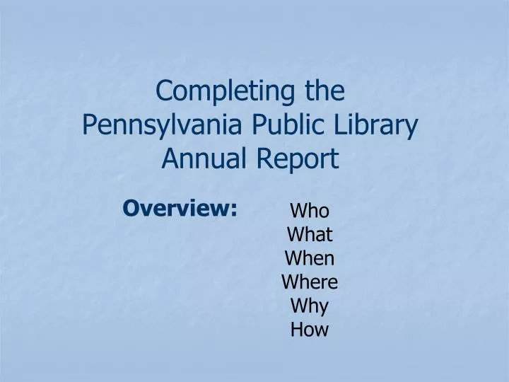 completing the pennsylvania public library annual report