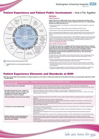 Definitions Patient Experience
