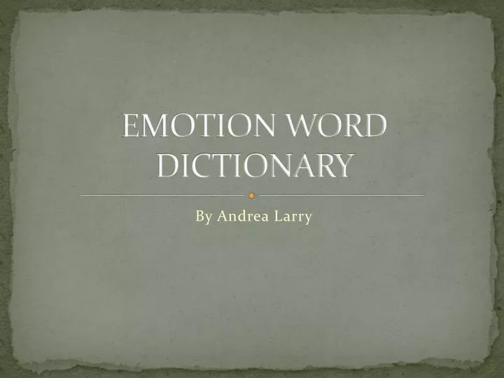 emotion word dictionary