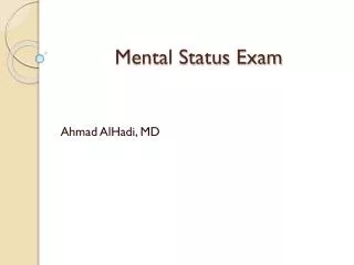 Mental Status Exam