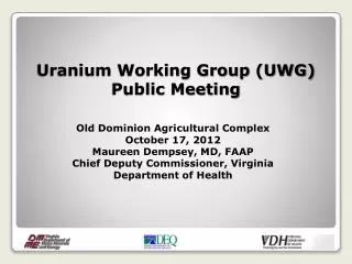 Uranium Working Group (UWG) Public Meeting