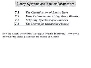 Binary Systems and Stellar Parameters