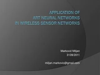 Application of ART neural networks in Wireless sensor networks
