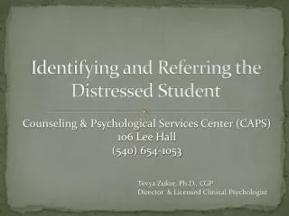 Identifying and Referring the Distressed Student