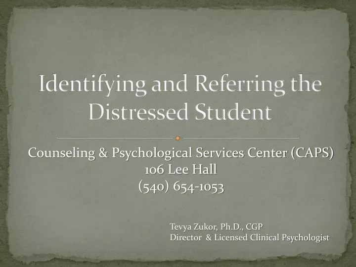 identifying and referring the distressed student