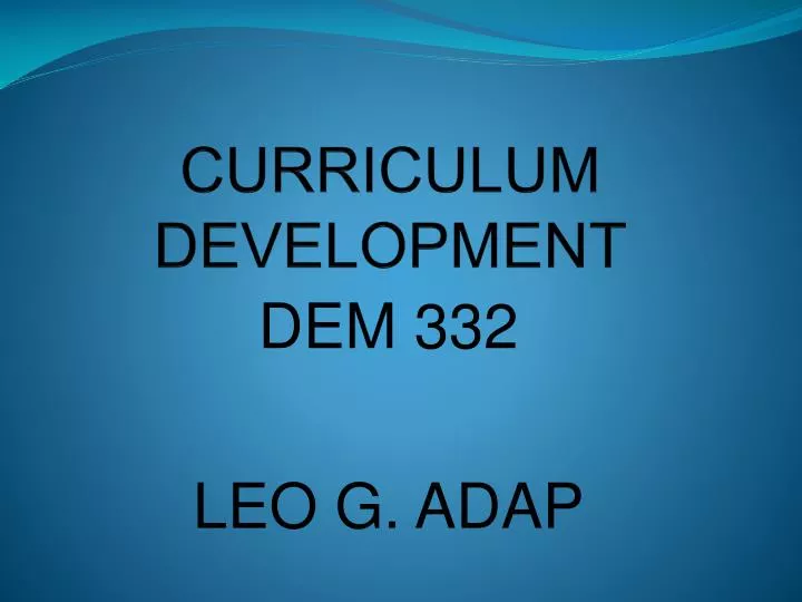 curriculum development